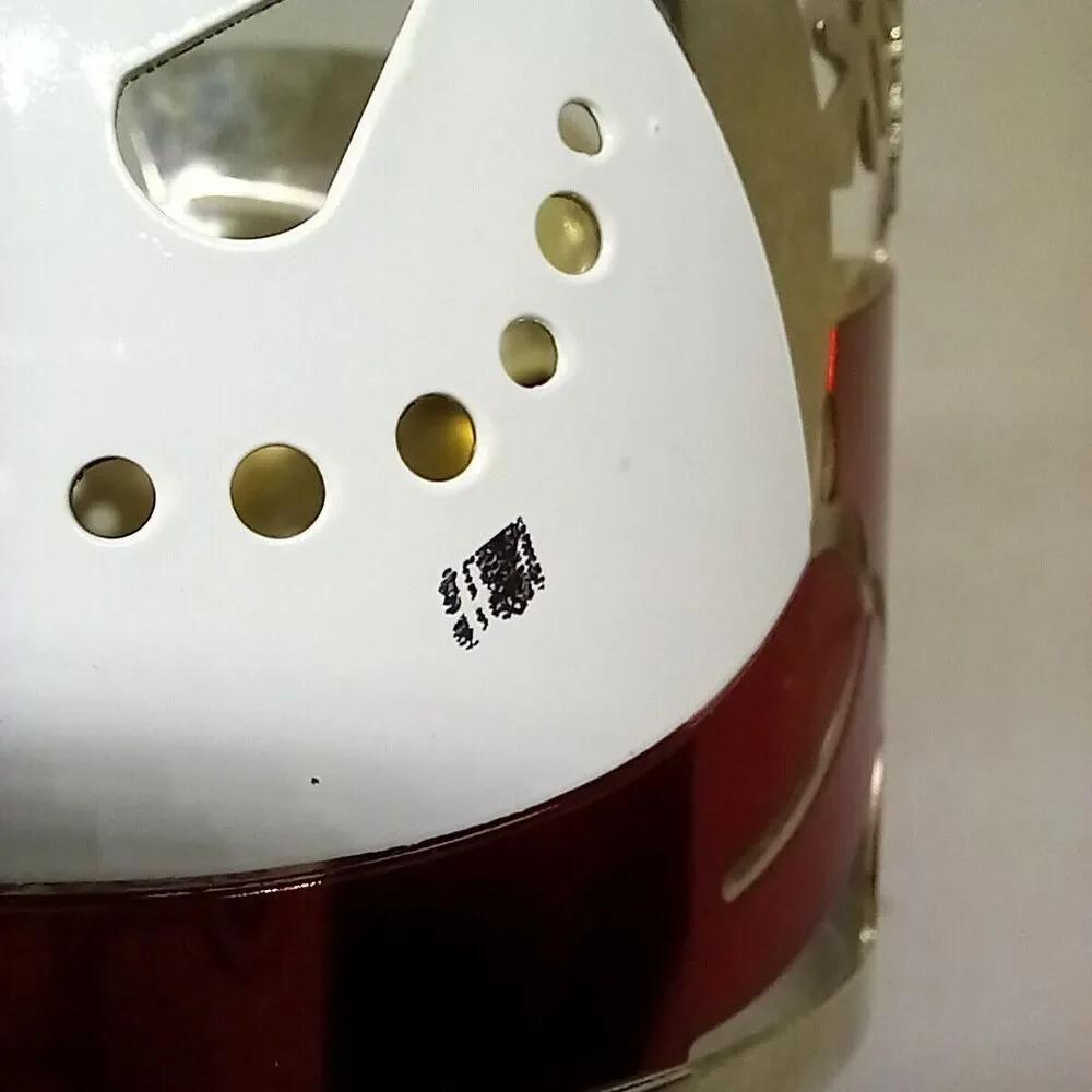 Bath & Body Works Snowman Snowflake 3 Wick Metal Candle Holder-Red-White-Silver